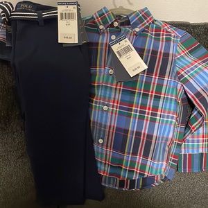 Brand new Ralph Lauren casual pants & button shirt 2T